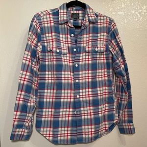 Vintage J. Crew trade and co. Blue and red flannel